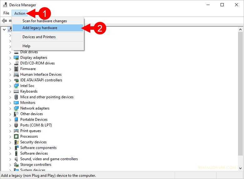 Device Manager Add Legacy Hardware